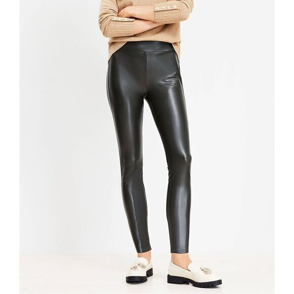 Loft Faux Leather Leggings Black size M NWOT - Picture 1 of 14